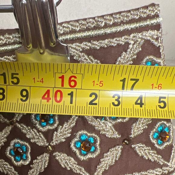 Kenar Size 12 100% Silk long Skirt Brown Beaded Stone - Picture 2 of 4